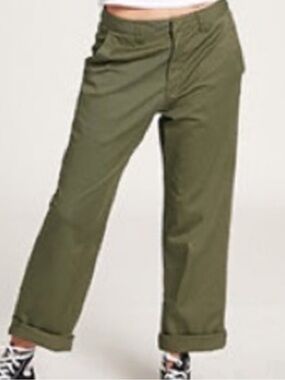 Volcom 30 Pants So Chickie High Waist Pants in Moss Green pockets belt loops NWT